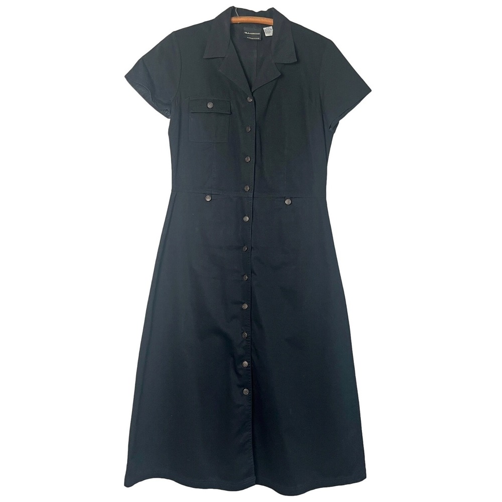 Um & Company Sz 12 Black Denim Dress 90s‎ Maxi button up By Ulterior Motives